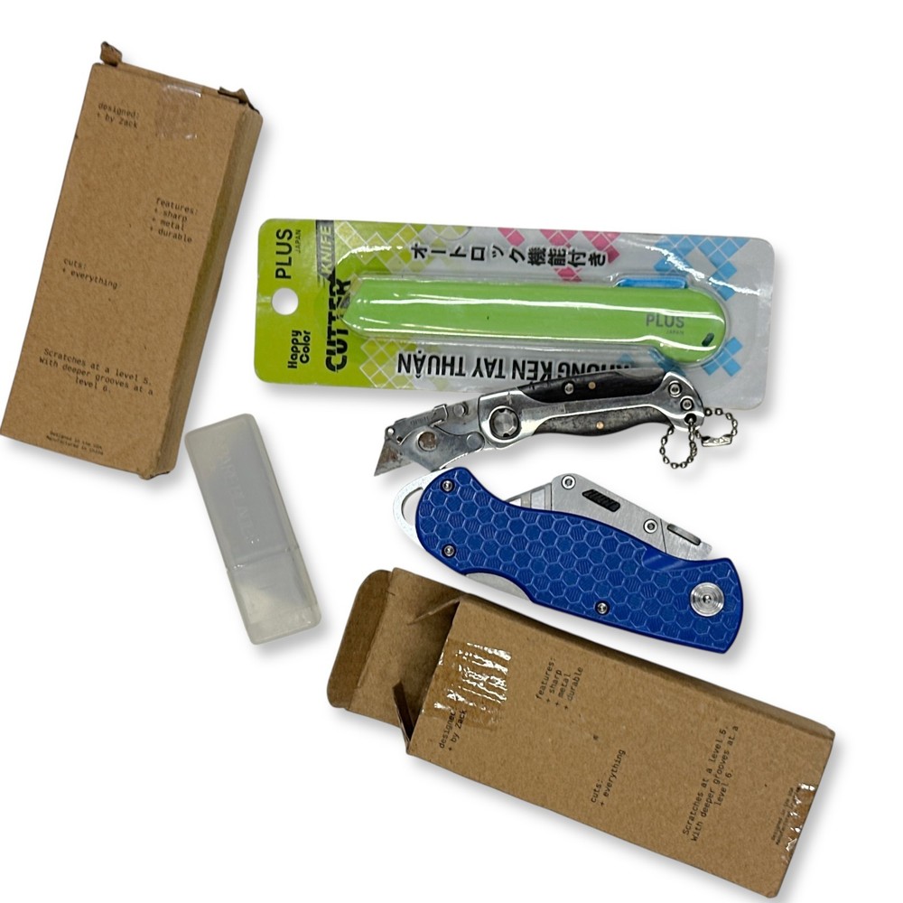 Assorted Brands Unbranded Folding Utility Knife Box Cutter Hand Tool Set, 4 Pcs