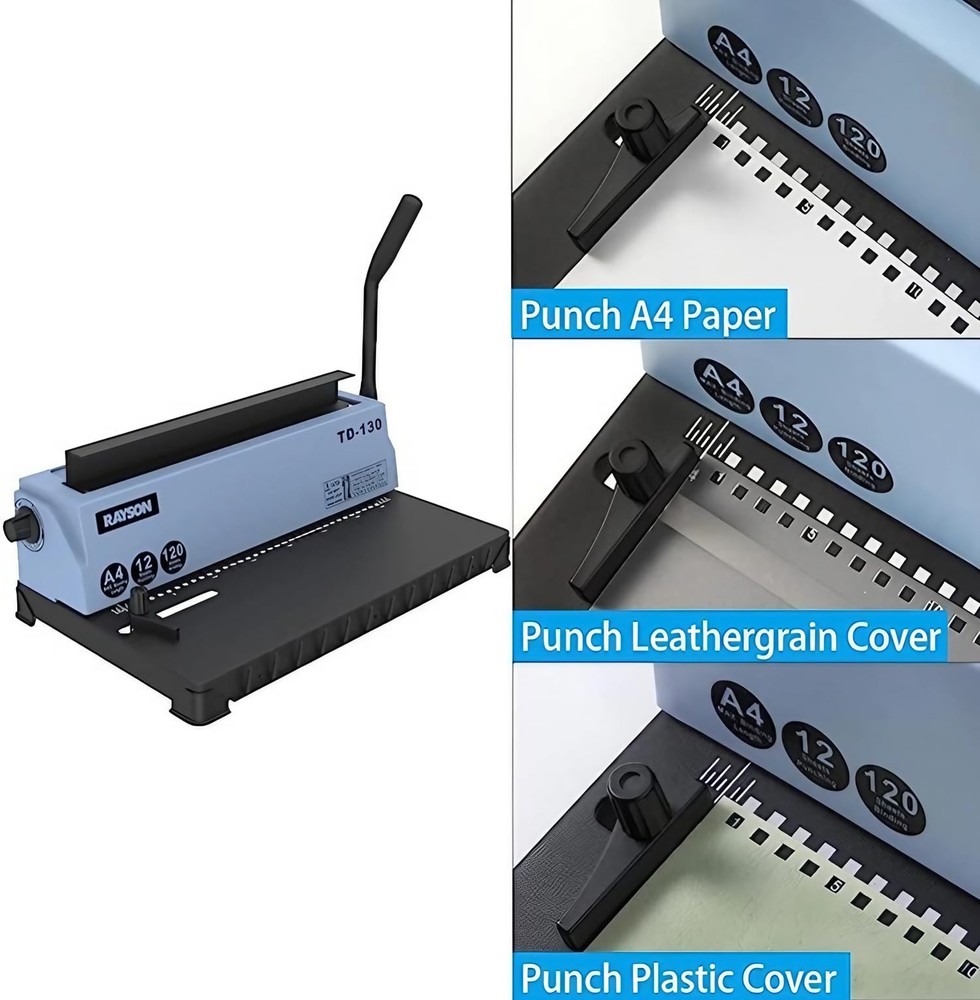 Rayson TD-130 Wire Binding Machine (Square Holes) Punch 12 Sheets/Bind 120 Sheet