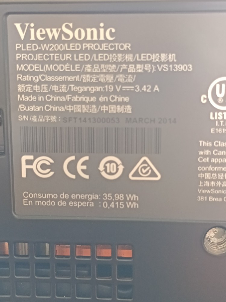 ViewSonic PLED-W200 DLP Mini Proyector Wide XGA