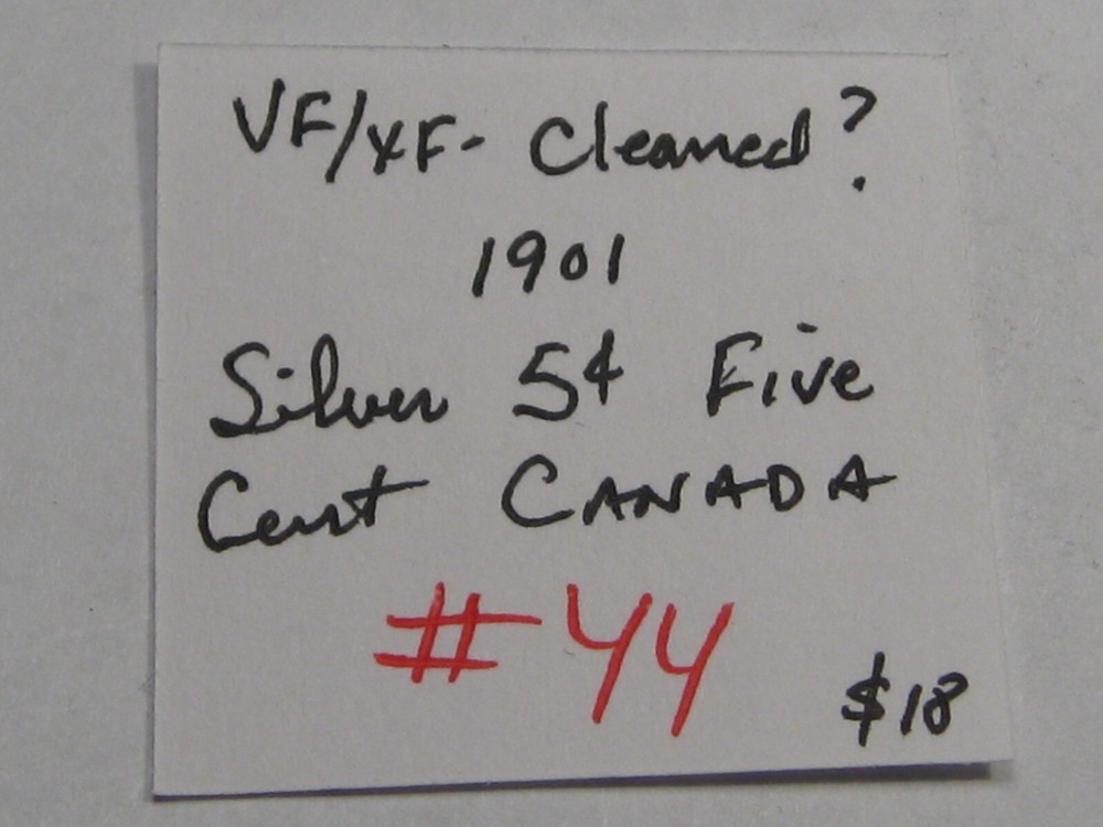 VF/XF Cleaned? 1901 Silver 5¢ Five Cent CANADA. #44