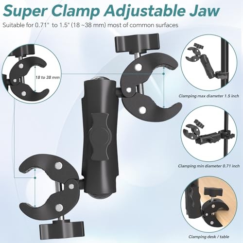 Super Double Clamp Mount Umbrella Camera Pole Clamp Holder,360° Magic Socket