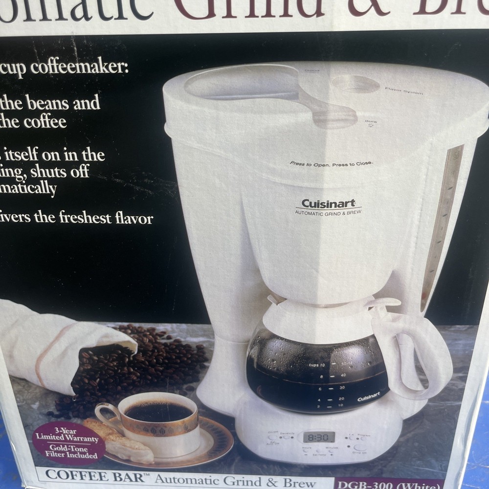 Cuisinart DGB-300 White Programmable Automatic Grind & Brew 10-Cup Coffeemaker