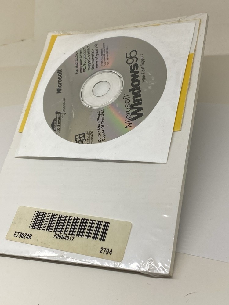 New Sealed Microsoft Windows 95 software cd coa NOS SEALED NEW