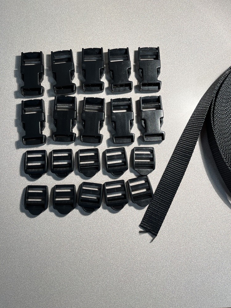 1” 6ft. nylon webbing Strap W/10 Sets Plastic buckles Side Release Clips
