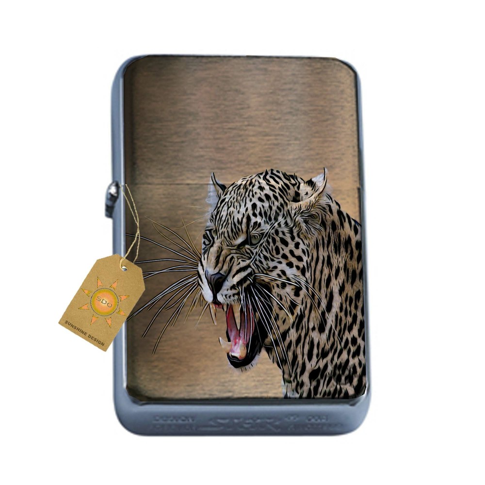 Indian Leopard Pocket Lighter Silver Refillable
