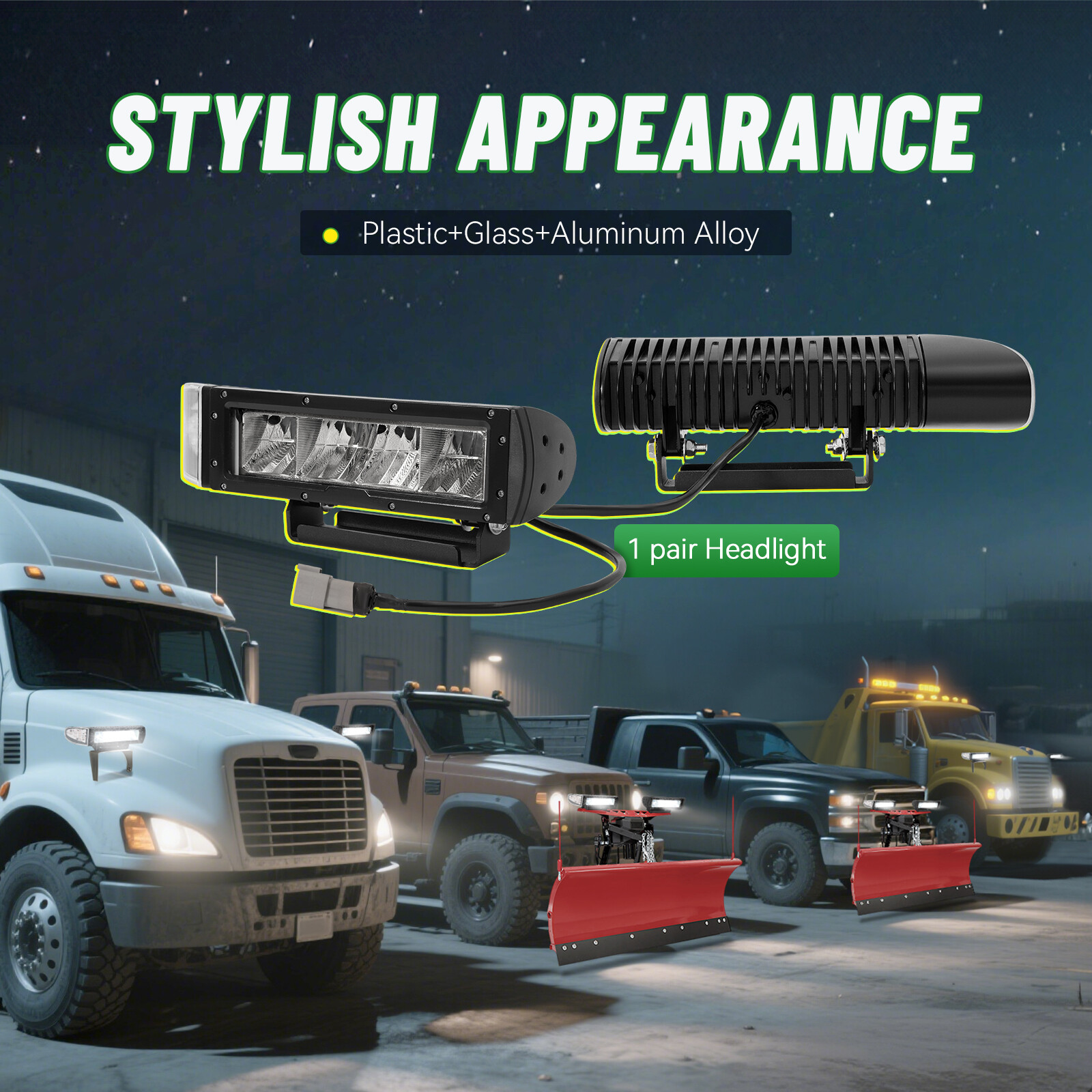 2PCS Universal Headlight Heated LED Plow Lights Replaces #1312100