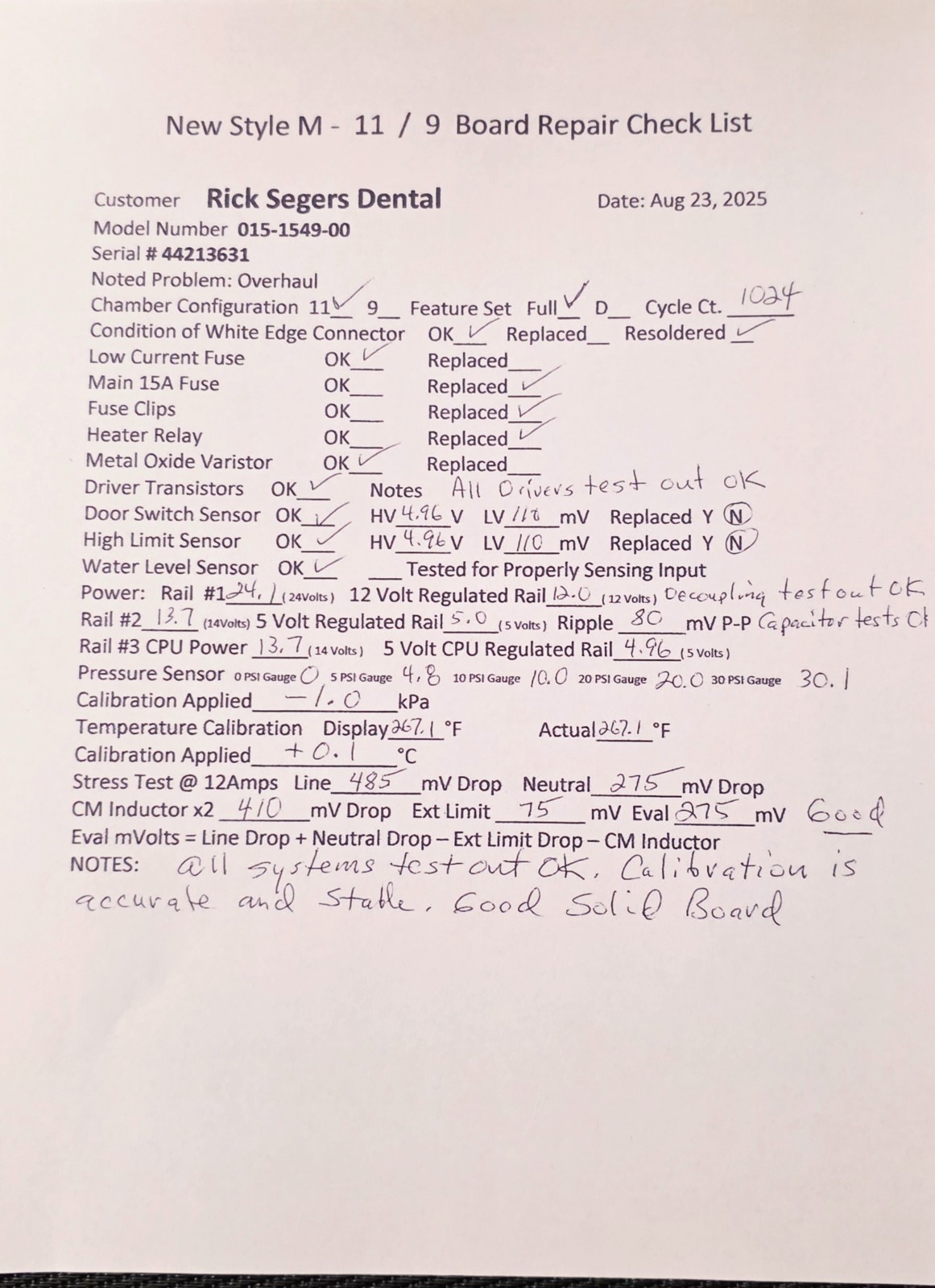 Midmark/Ritter Gen PCB Refurbished (Red Display) M9/M11