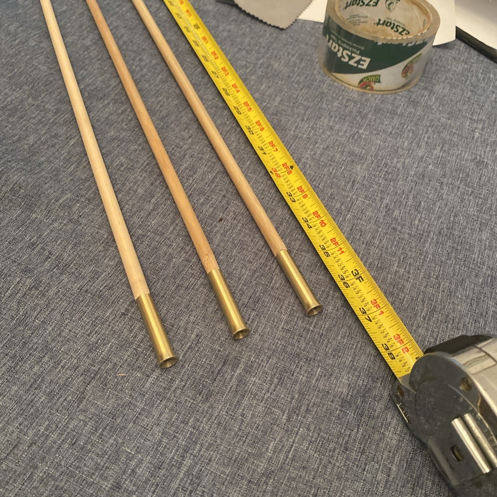 Hickory Muzzleloader Ramrod 36” L X 3/8 Diameter with Brass Ends.