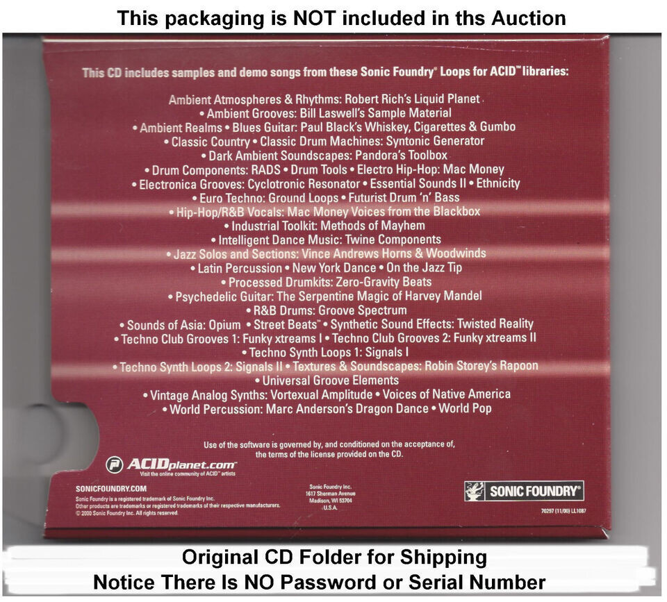 Factory Original Acid Loops Sample CD from Sonic Foundry