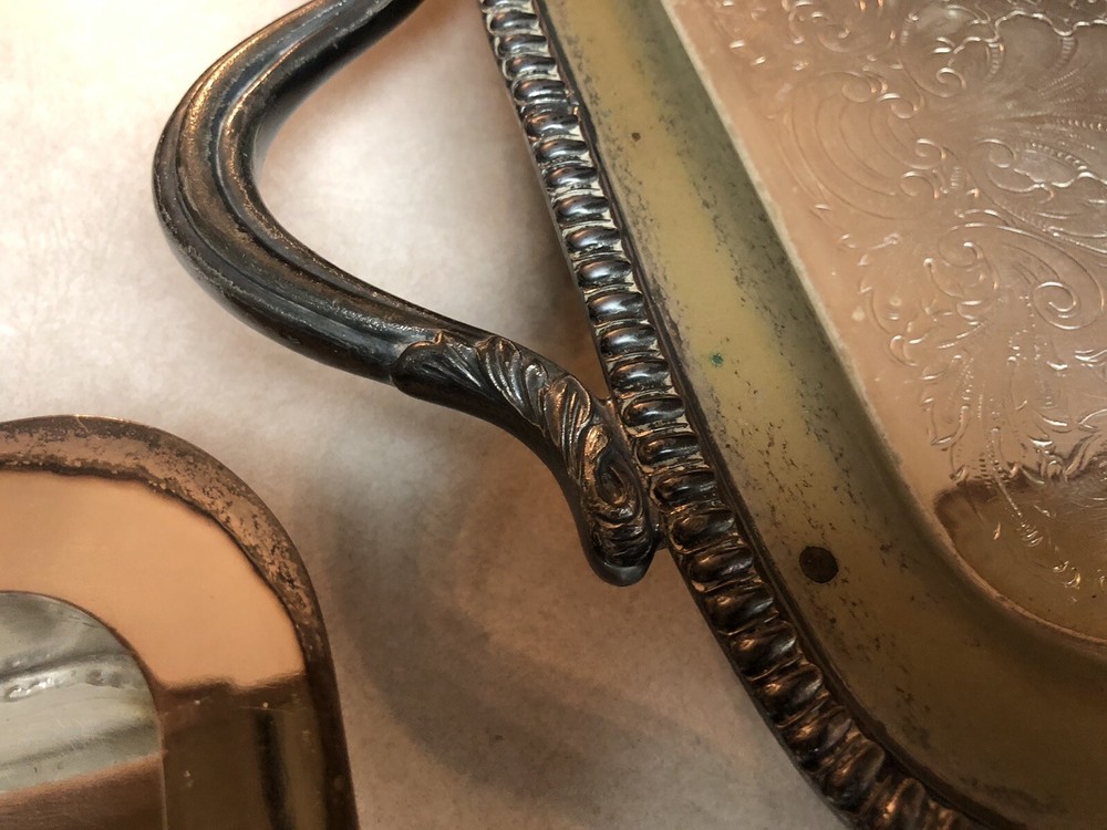 Antique Crown Silver Co. Divided Platter & Serving Tray Lids Marked