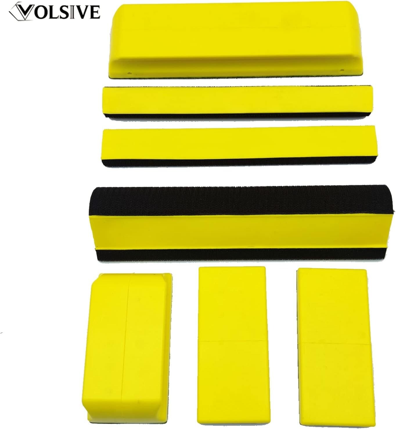 7Pcs Hand Sanding Block Set, Rectangle Handheld Sanding Pad, Hook and Loop Inter