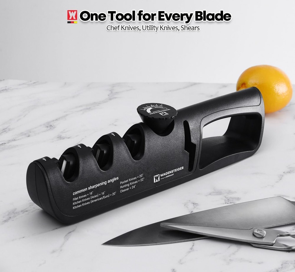 Wagensteiger Handheld Knife & Scissors Sharpener with Adjustable Sharpening A...