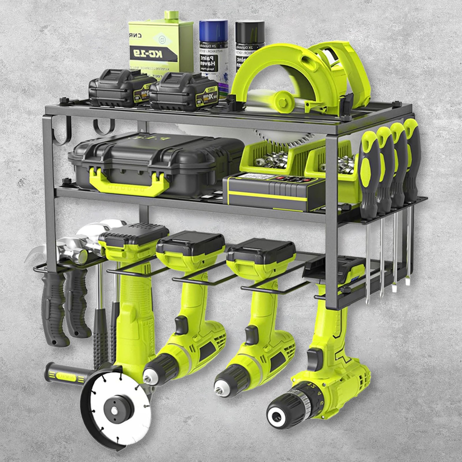 Power Tool Organizer Wall Mounted Power Tool Rack for Cordless Drill Storage