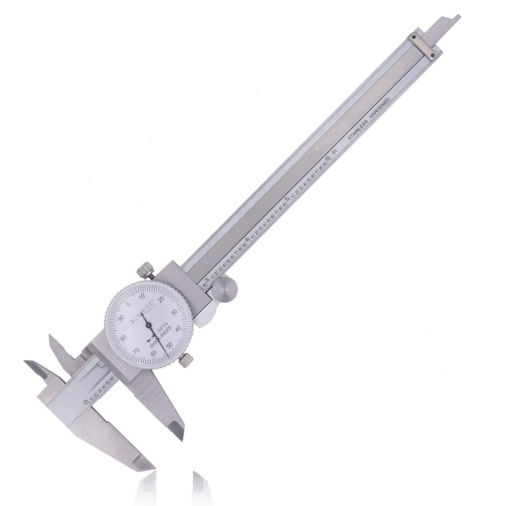 Clockwise Tools DDLR-0605 Pro Dial Caliper 0-6 Inch Double Shock Proof Stainless