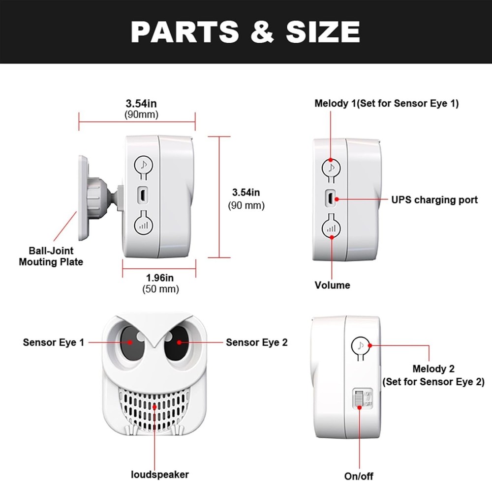 HTZSAFE Rechargeable Dual-Direction Motion Sensor & Detector