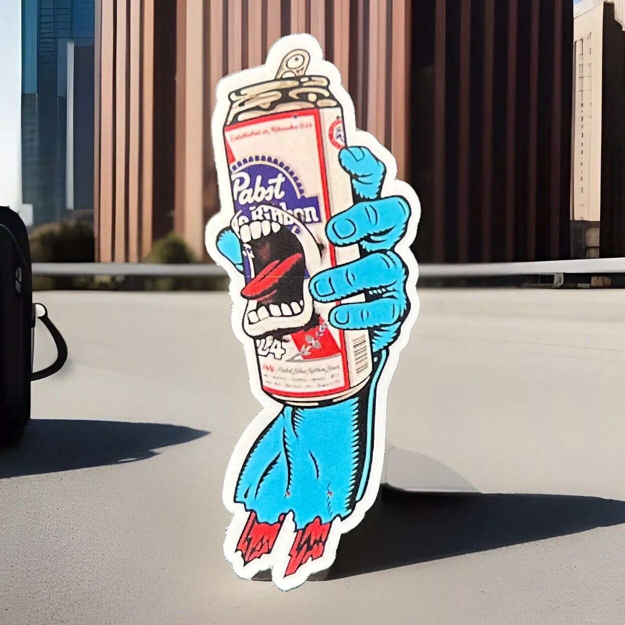 Vintage Beer Can Zombie Arm Sticker Vinyl Retro Vintage Santa Cruz Hipster 3”