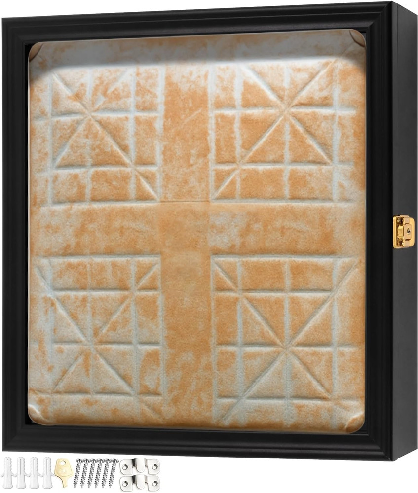 Baseball Base Plate Display Case with UV Protection & Locking Door