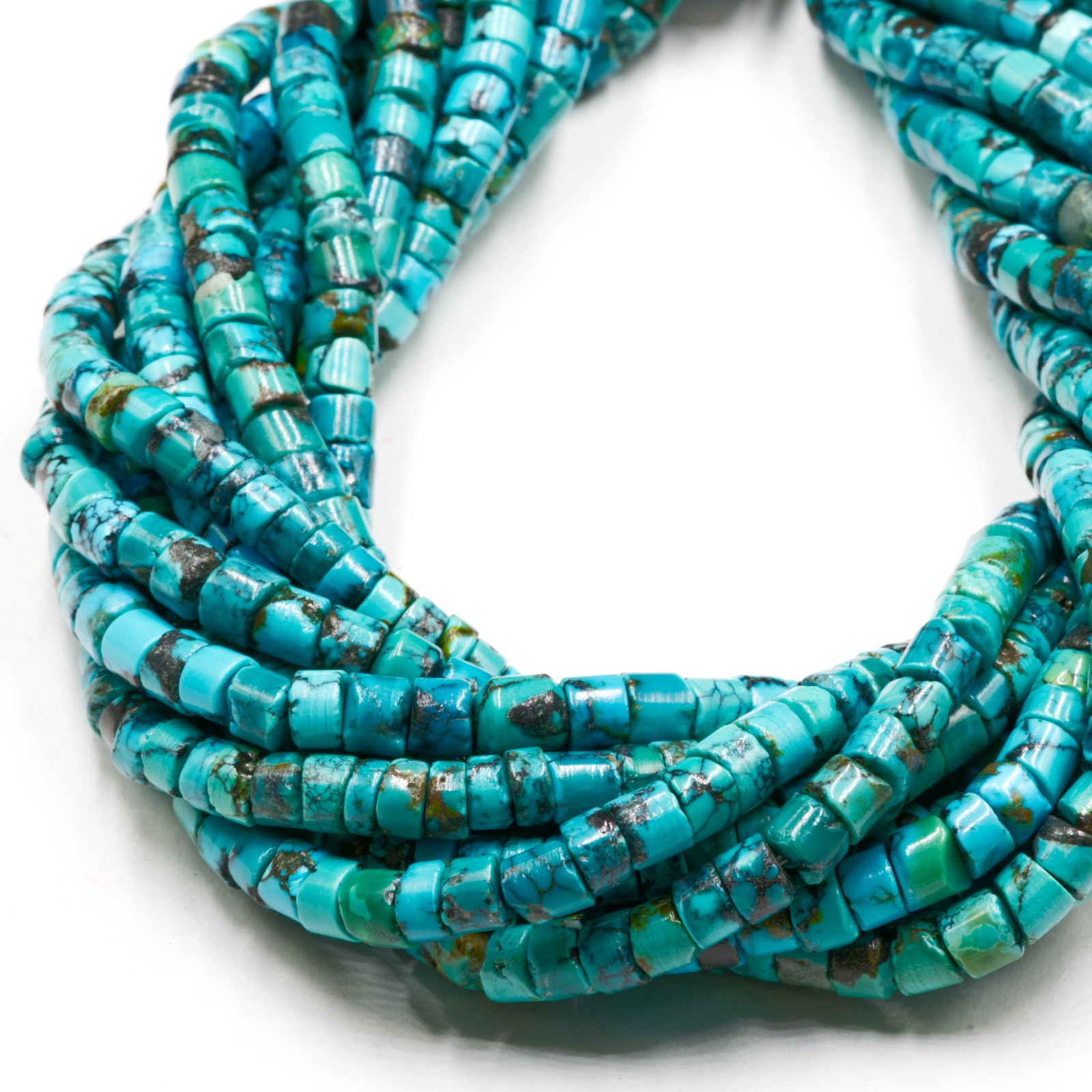 Natural Blue Turquoise Heishi Disk Beads Size 3-4 x 5-6mm 15.5'' Strand