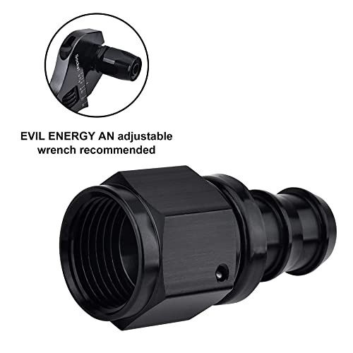Push Lock Hose Fitting End Black 4PCS 6AN Straight