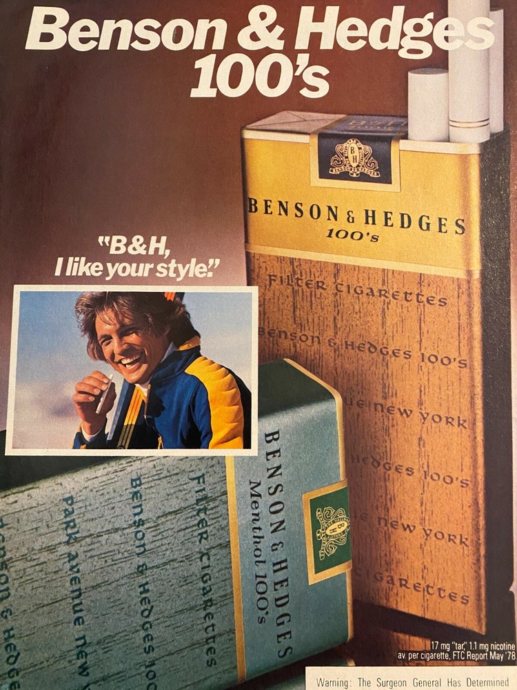Benson and Hedges Cigarettes, Full Page Vintage Print Ad