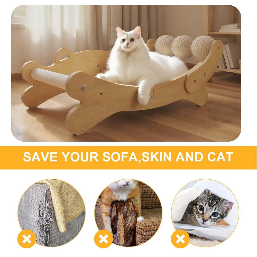 Cat Scratch Pad with Replacement Scratching Felt, Large Cat Scratcher Bed Ham...