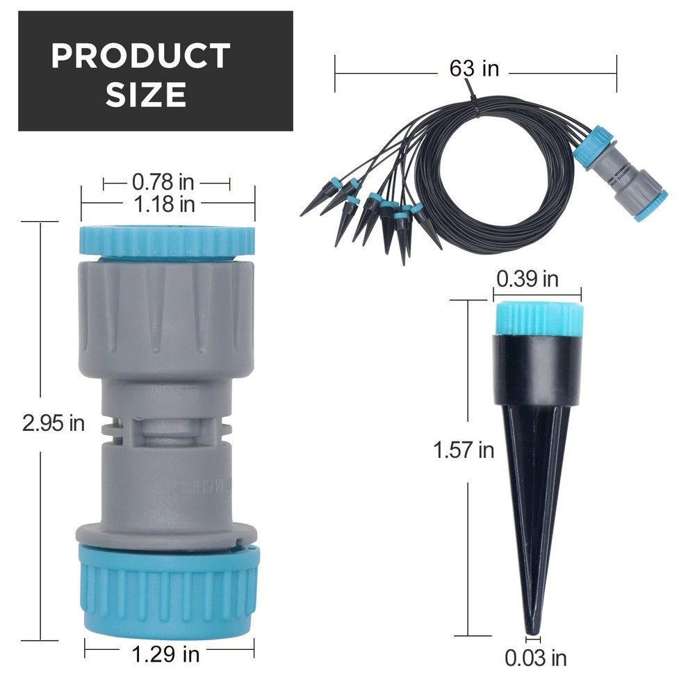 Drip Irrigation System Automatic Micro Drip Kit with 10 Drip Nozzles 52FT Irr...