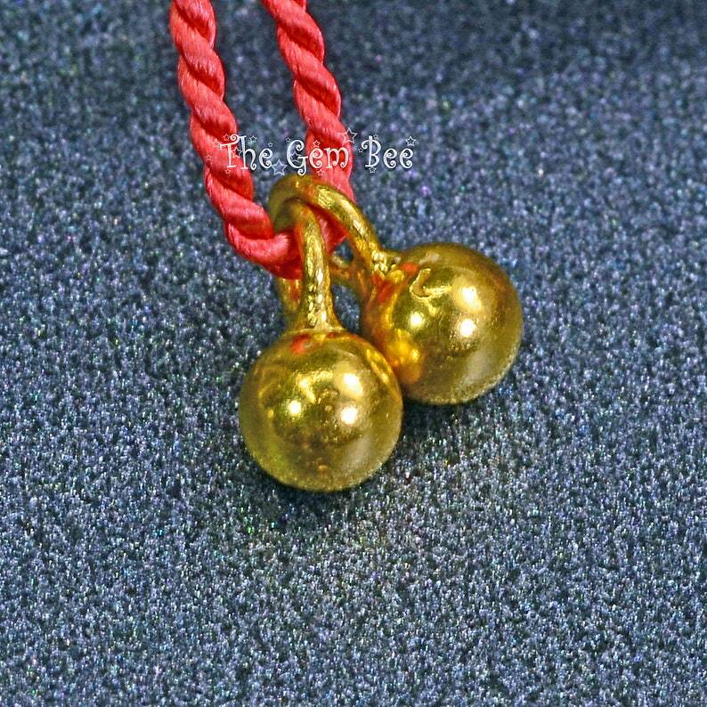 3.3mmx6.2mm 18k Solid Yellow Gold Ball Charm Finding PAIR (2)