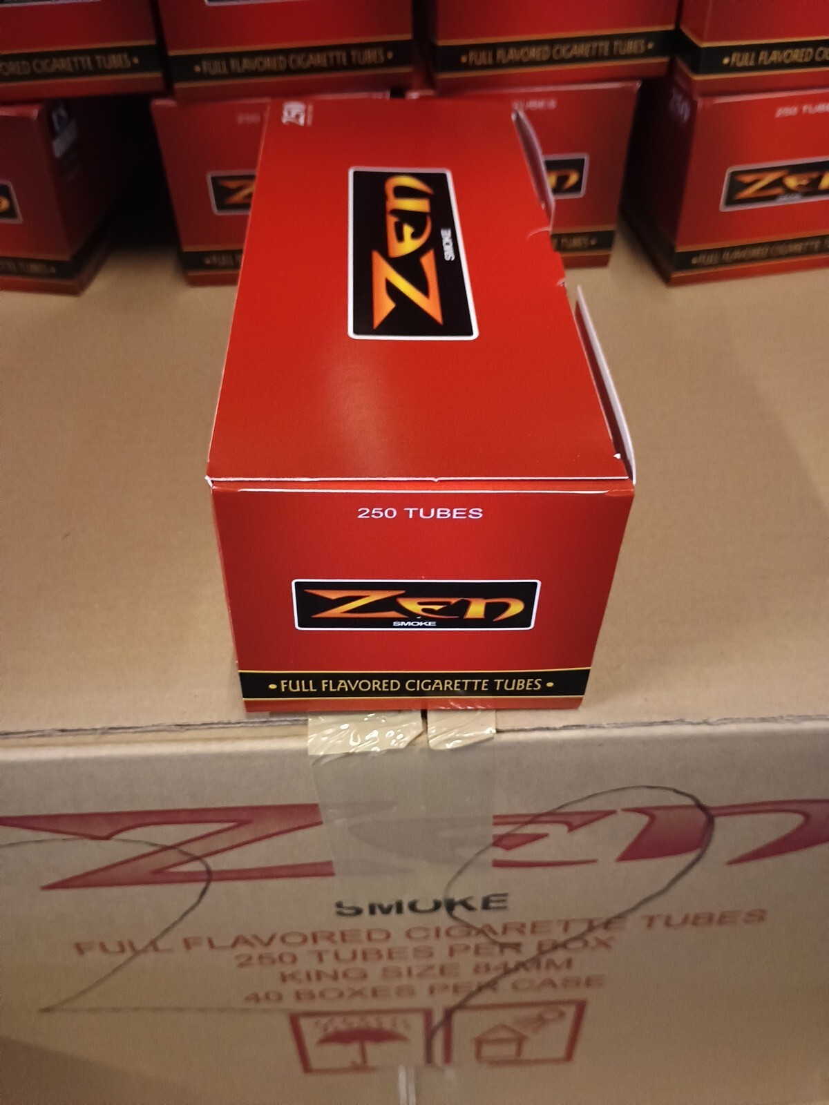 Zen Red King Size Full Regular Cigarette Tubes 40 Box Case