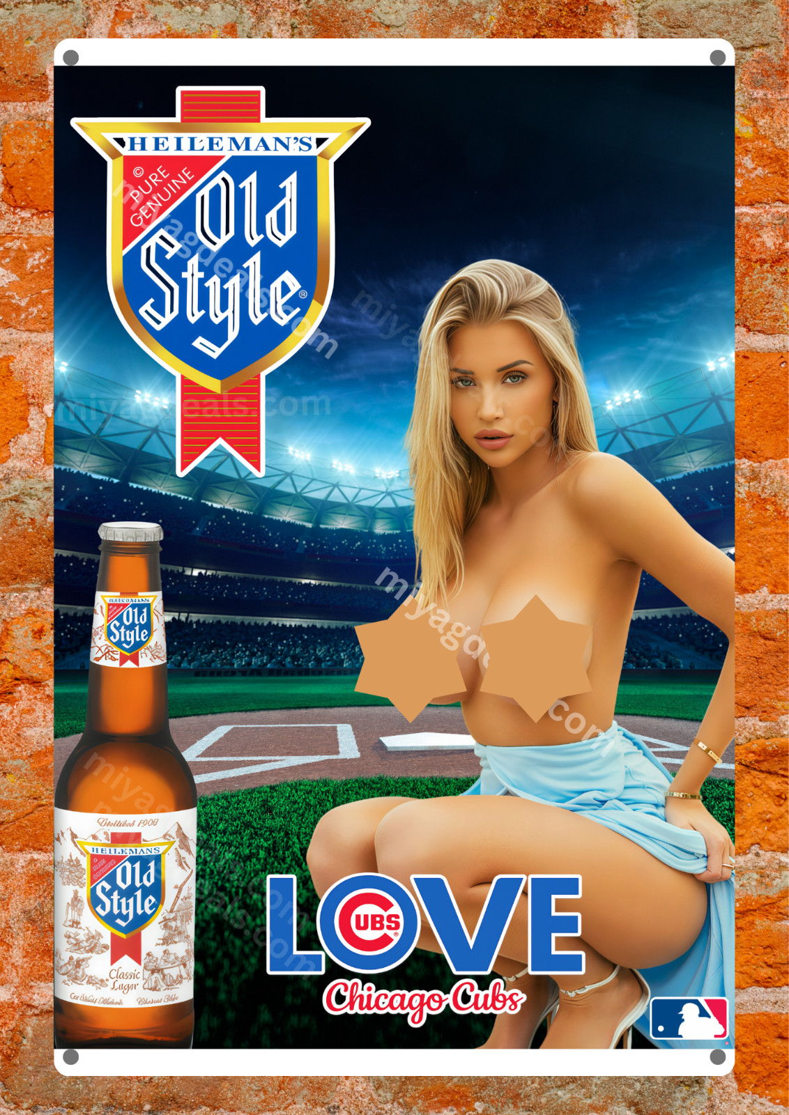 Love Chicago Cubs Old Style Beer Metal Sign Bar Man Cave Art Wall Decor Read Des