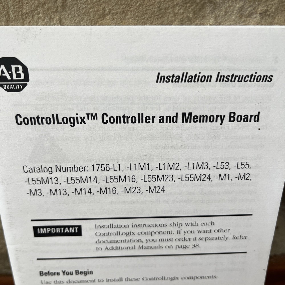 Allen Bradley 1756-IN101D-EN-P ControlLigix Controller Installation Instructions
