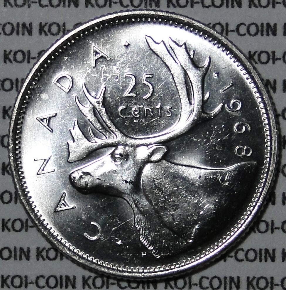UNC Canada 1968 quarter caribou 25 cent 25c uncirculated