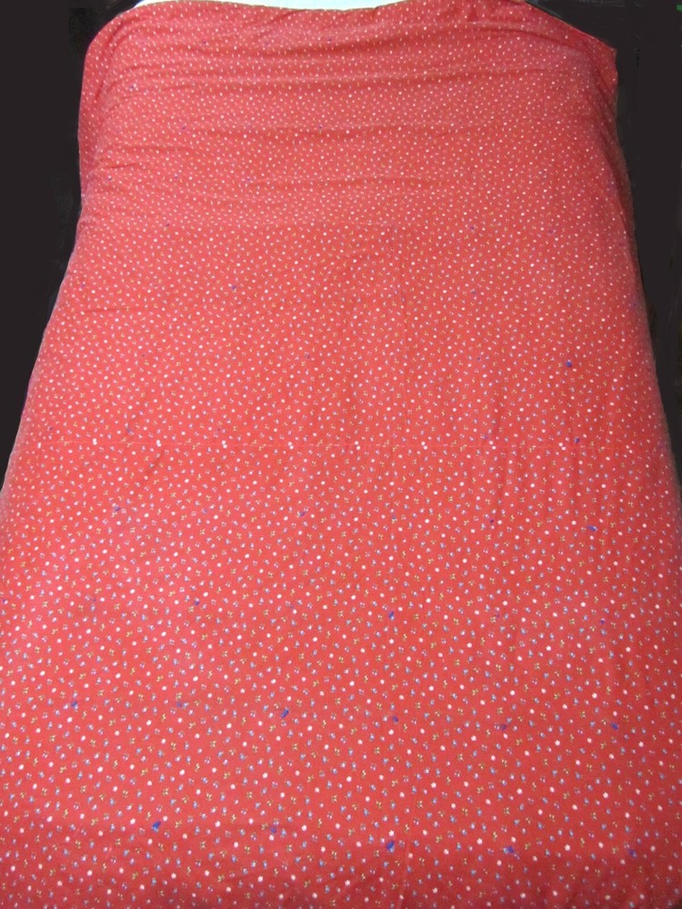 VTG Patchwork Denim Jean Comforter Quilt FULL 73”x 62” Blanket Red Blue Patch