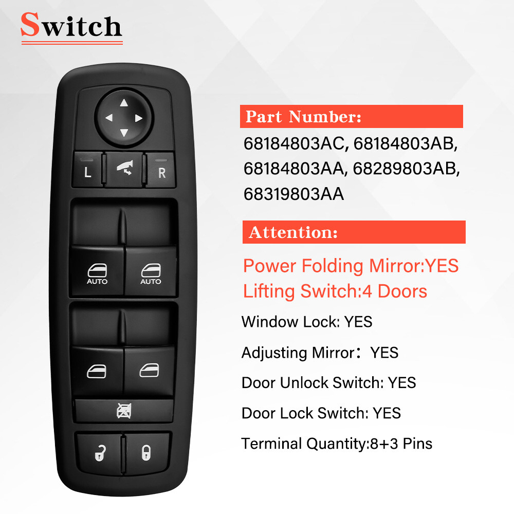 Replacement For 2014-2018 Jeep Grand Cherokee Master Power Window Control Switch