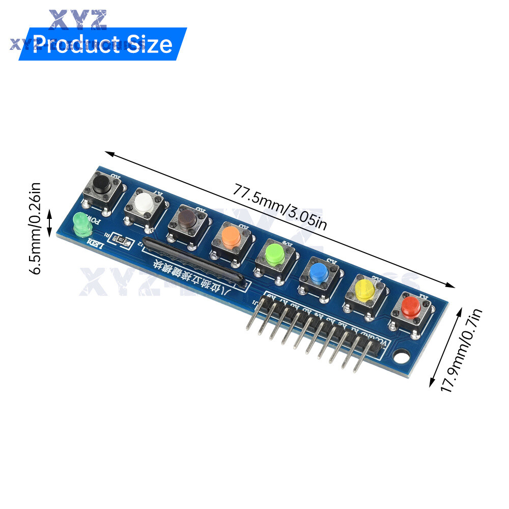8 Independent Key Button Module With LED Indicator Keyboard Module For Arduino