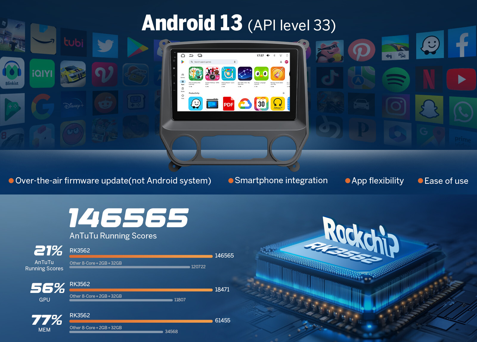 Android 13 10.1" Car Stereo GPS CarPlay For Chevy Silverado GMC Sierra 2014-2018