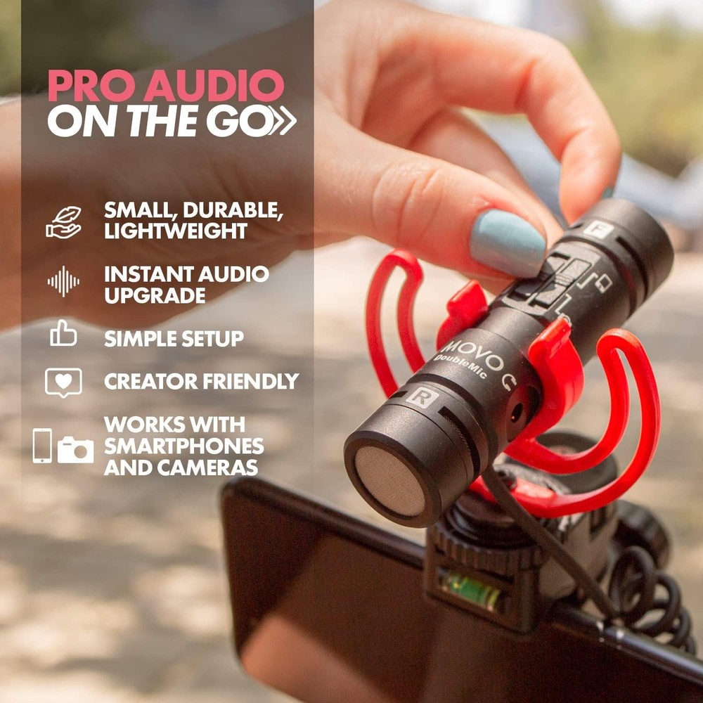 DoubleMic V2 Two-Sided Shotgun Mic for Camera Vlogging Dual Capsule External Mic