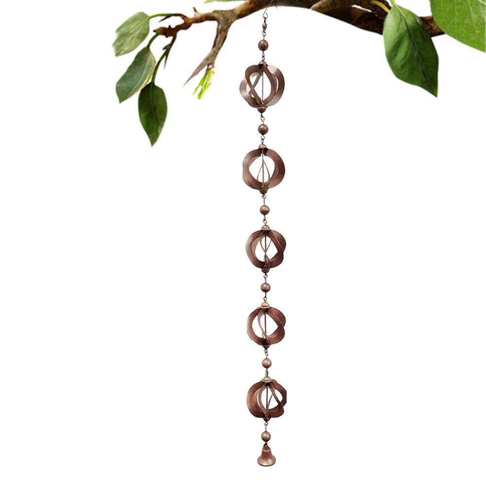 Antique Bronze RainChain Rotating Ball 3.54Ft Gutter Eaves Downspout Replacement