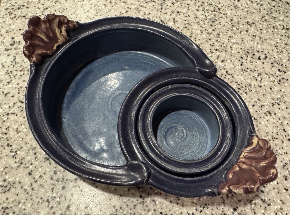 Studio Pottery by Gloria Sanger, Nesting Olive/Nut Appetizer Serving Dish 8”