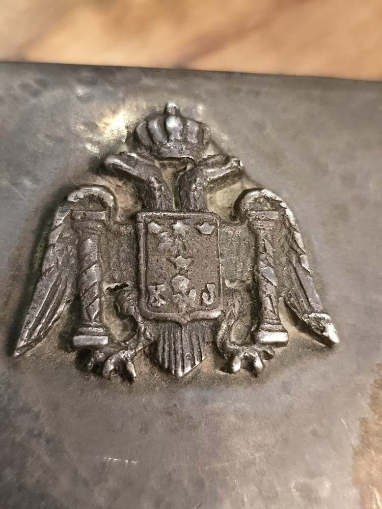 440 gm Solid Silver Antique Hinged Silver Box Snuff Cigarettes 90%