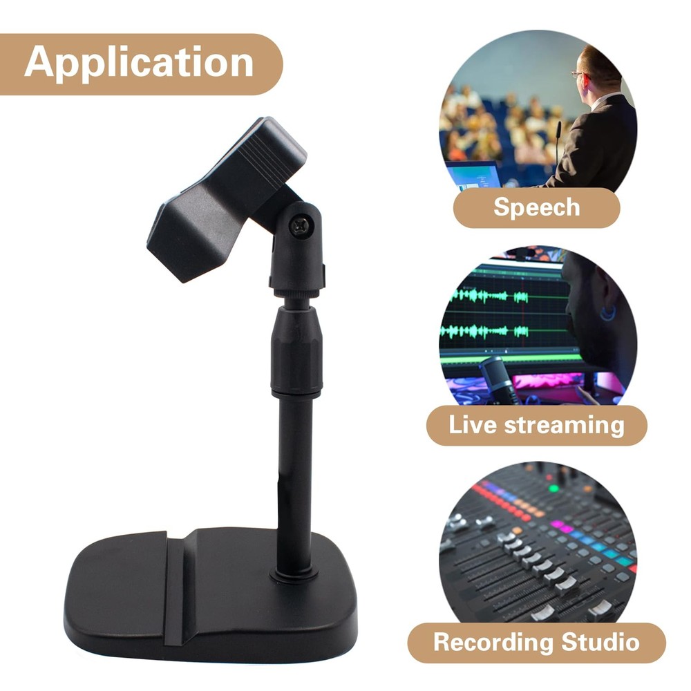 Desktop Microphone Stand, Adjustable Height Desk Mic Stand with Heavy Base Ca...