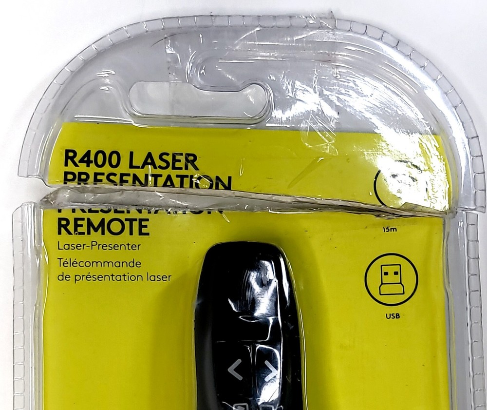 LOGITECH R400 Laser Presentation Remote BLACK Wireless 15 Meters MISSING CASE
