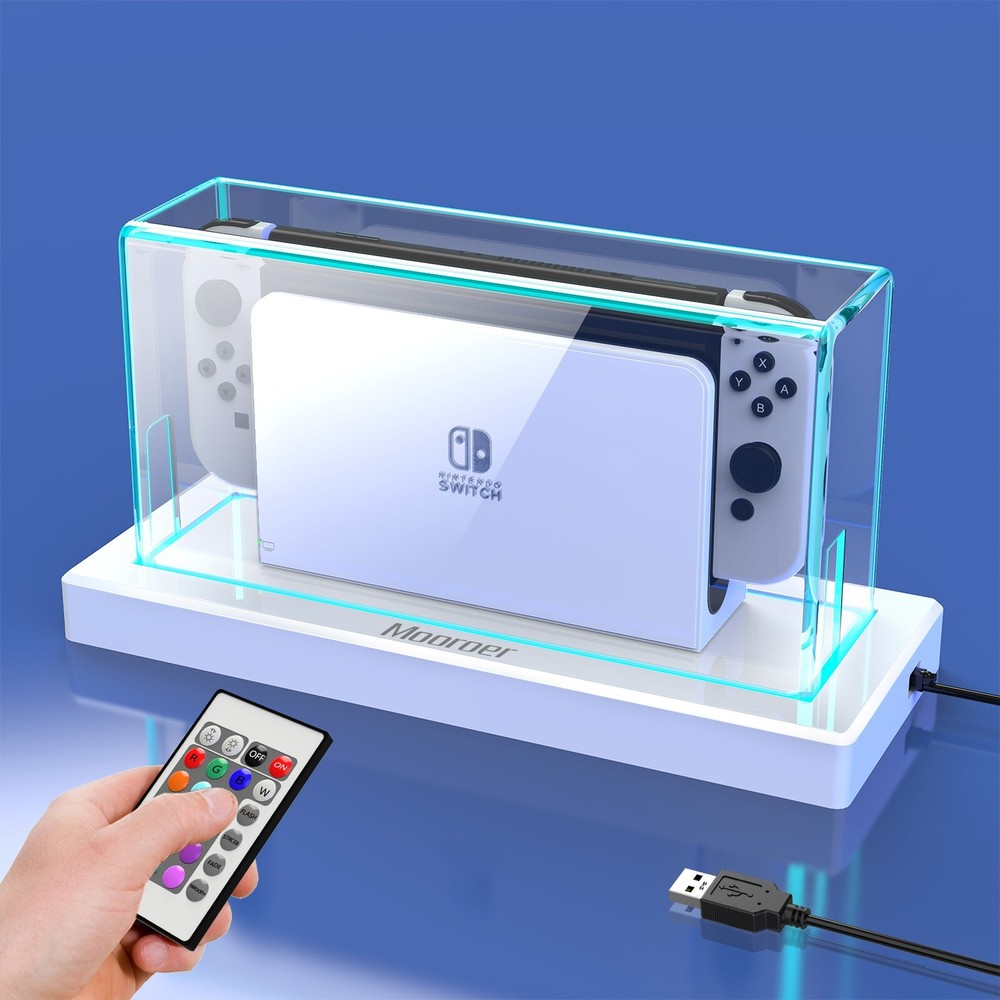 Nintendo Switch/OLED Anti-Scratch Slim Dock Case with 16 LED Colors Light Base