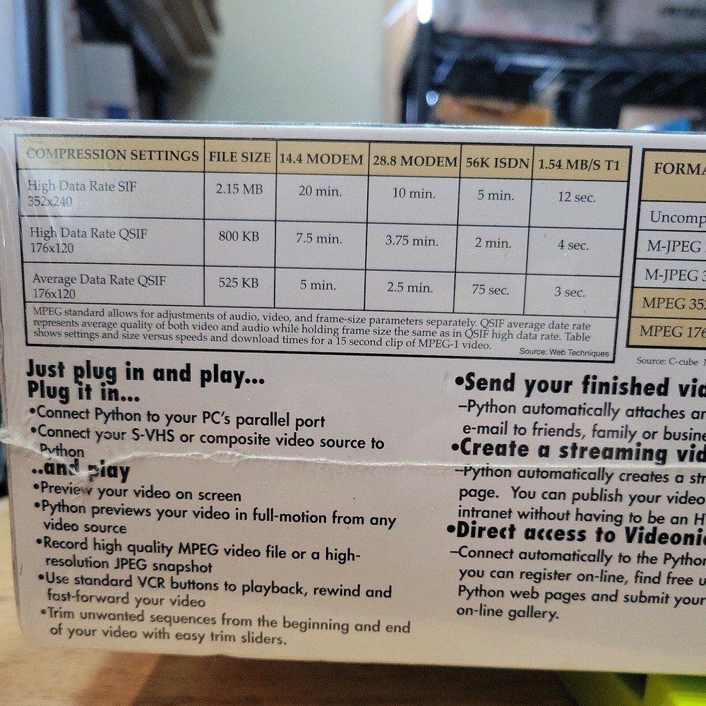 Vintage Gaming Videonics Python Video Capture Card w/ Free Software NEW SEALED