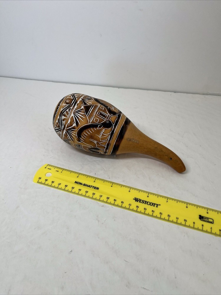 Peruvian Carved Taddpole Gourd Rattle