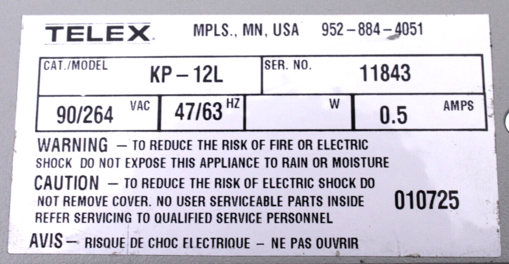 Telex RTS KP12L Intercom System Switch Parts Only