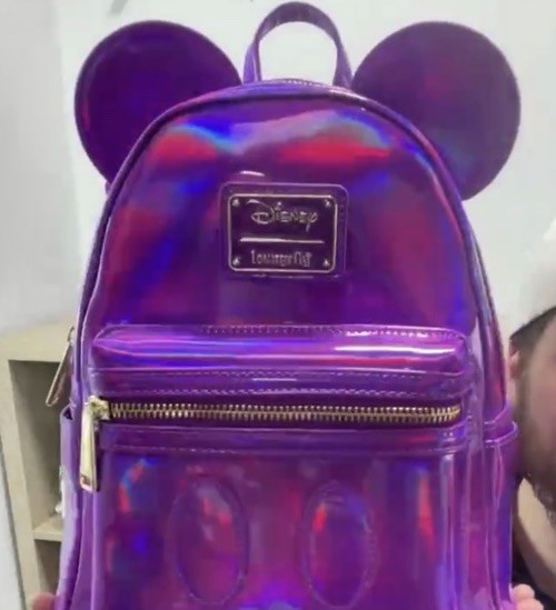 Loungefly Disney Mickey Mouse Holographic Amethyst Mini Backpack NWT
