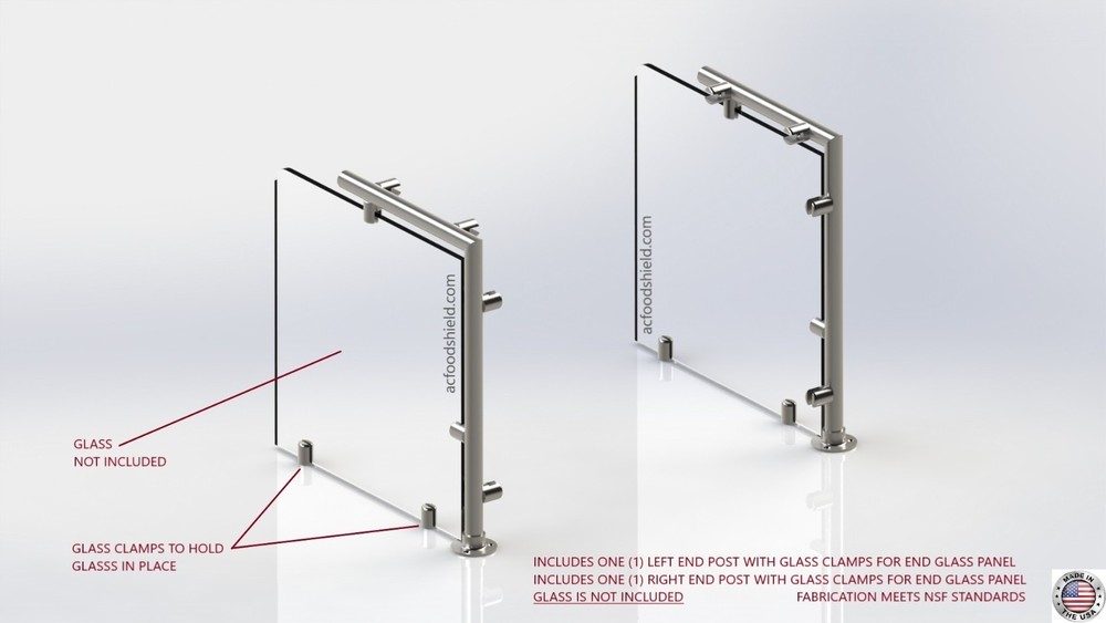 Sneeze Guard Post L-SHAPE POST BRACKET WITH END PANELS
