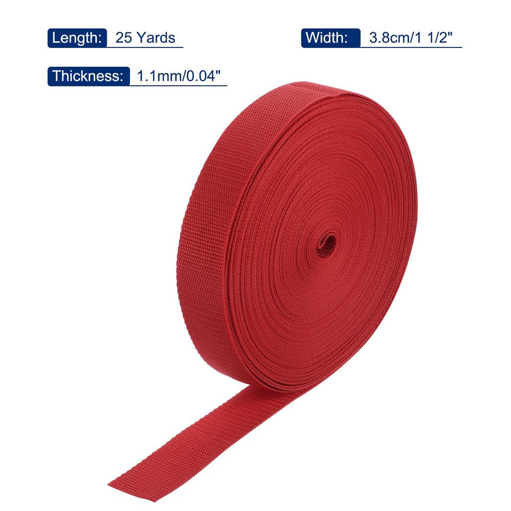Lightweight Polypropylene Webbing Strap 3.8cm 25 Yard Red