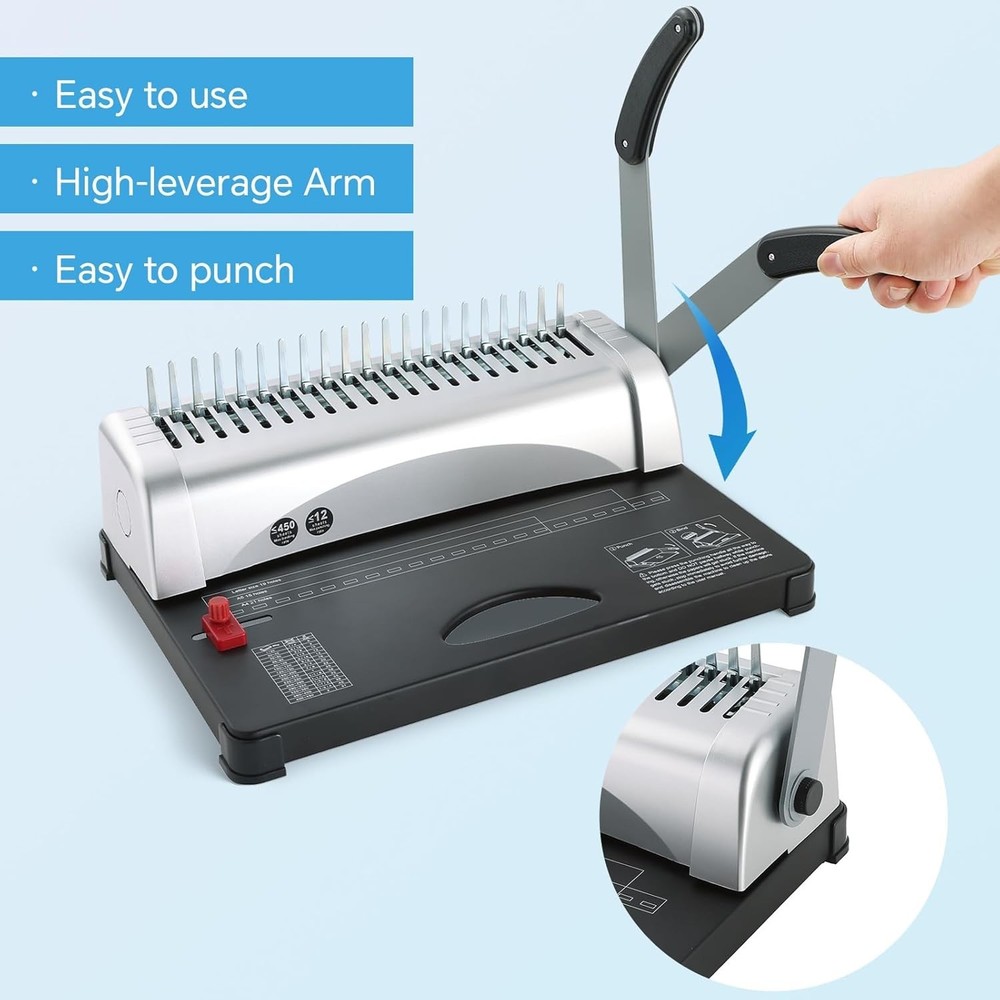 Compact, High-Efficiency Binding Machine with 100 Combs for Professional Results