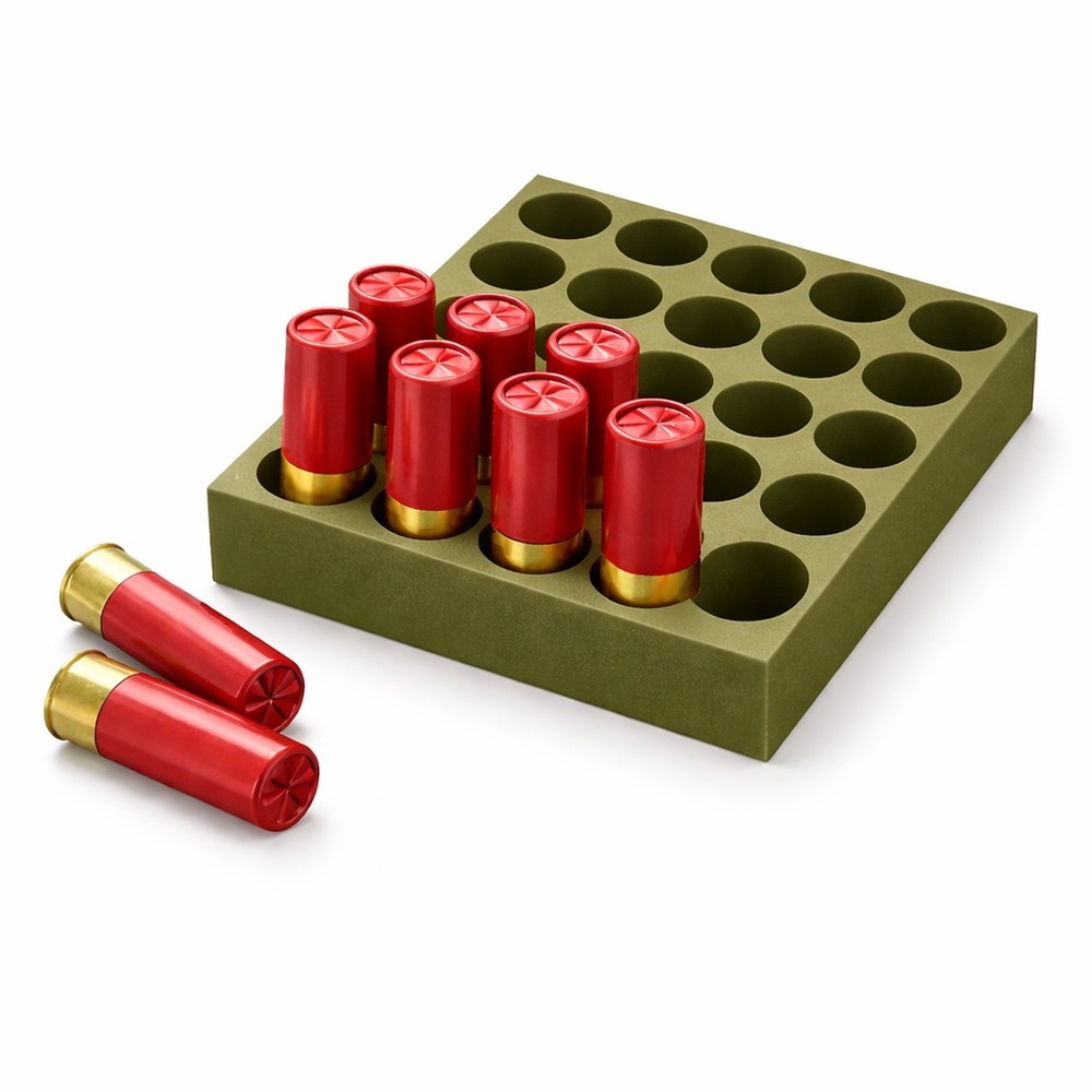 12 Gauge Shotgun Shell Reloading Block 25 Round  Green Loader Tray Reloader